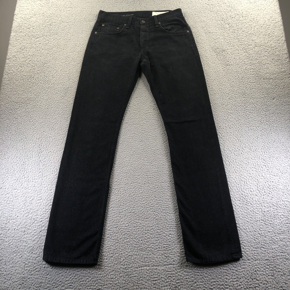 Rag & Bone Jeans Mens 30x34 Black 15x Slim Straight Nap Neppy Button Made In USA - Picture 2 of 16